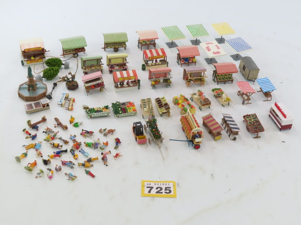 Noch, Preiser, Faller, Busch H0 - Modeltog figurer (70) - Sortiment af markedskrammer og bytilbehør samt antal figurer #2.1
