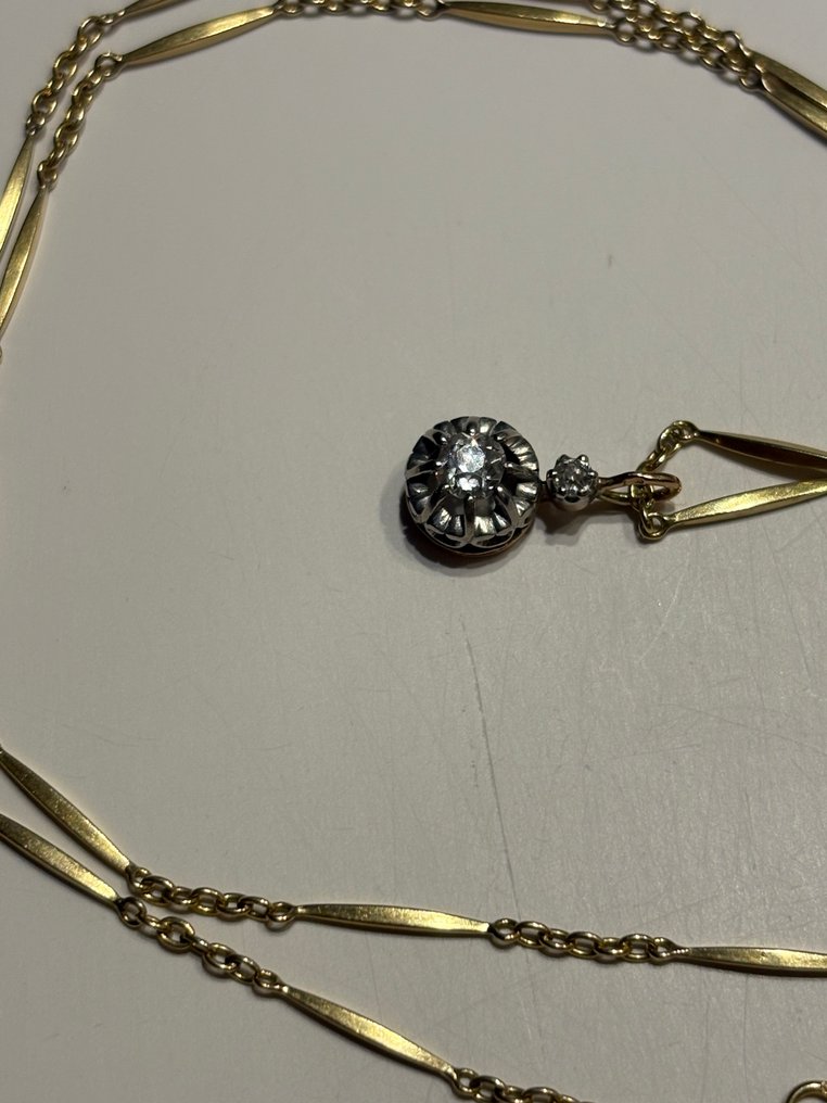 2 részes ékszerszett - 18 kt. Sárga arany, Fehér arany - 0.20ct. tw. Gyémánt (Természetes) #1.0