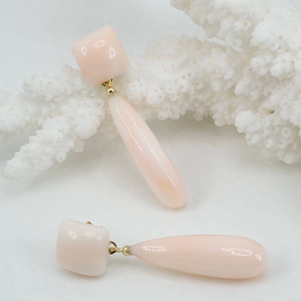 Koral - Sølv, Forgyldt - Øreringe - Corallo Rosa #1.0