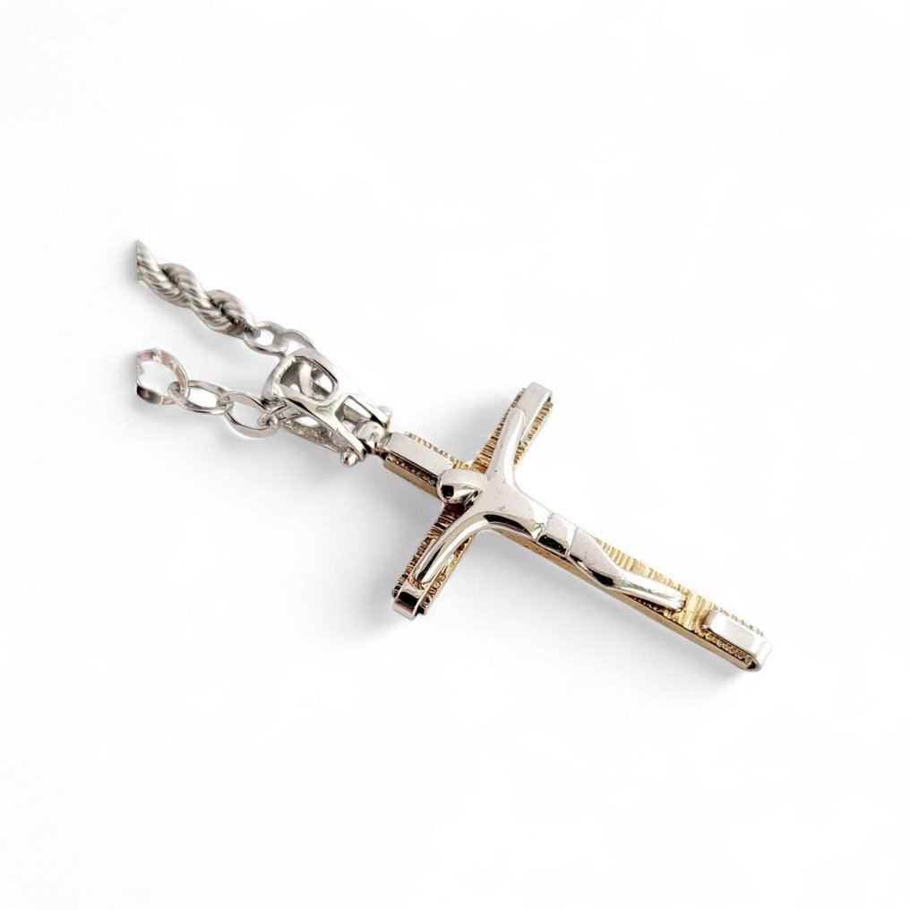 Κολιέ με μενταγιόν - 18 καράτια Κίτρινο χρυσό, Λευκός χρυσός - Κατασκευασμένο στην Ιταλία #1.0