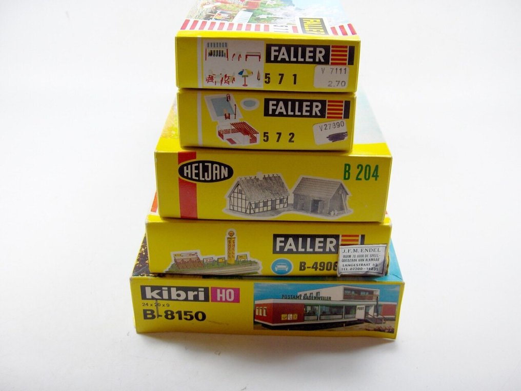 Faller, Kibri, Heljan H0轨 - 8150 B-4906 B 204 571 572 - 模型火车景观模型 (5) - 5个复古建筑套件 #2.1