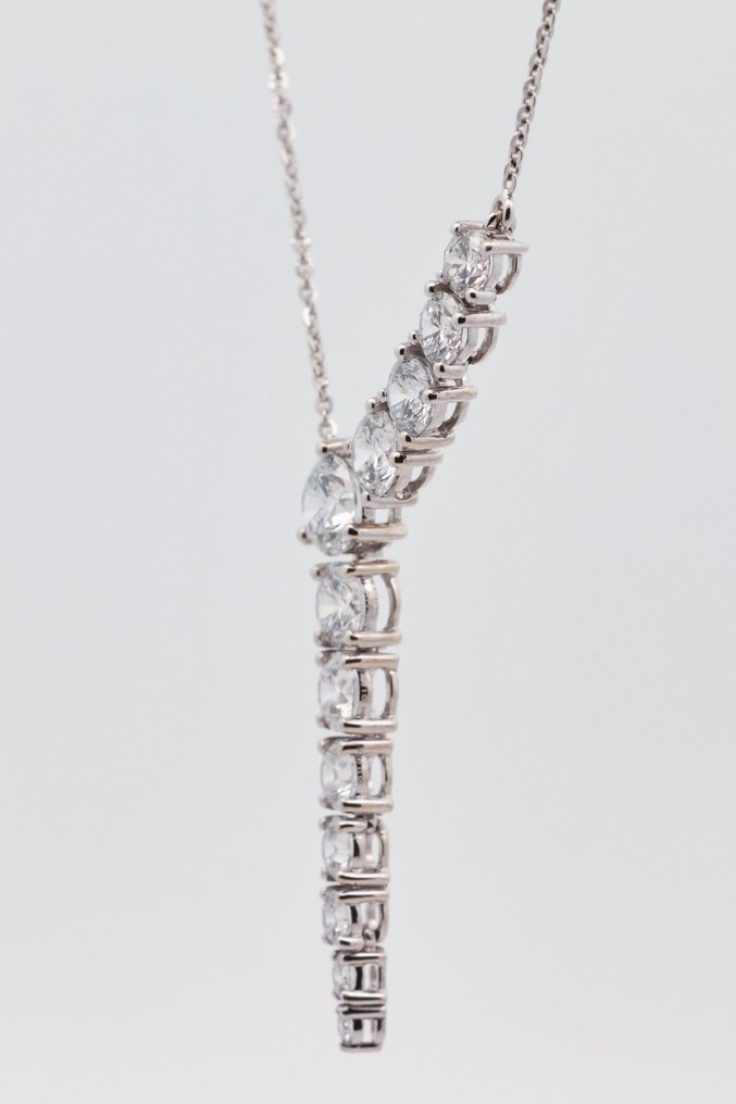 Zonder minimumprijs - Halsketting - 14 karaat Witgoud - 3.46ct. tw. Diamant (Lab-grown) - Diamant #4.3