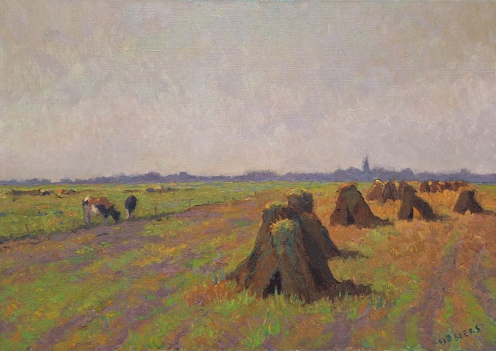 François Jacob D. BOERS (1914-1987) - ** NO RESERVE ** Landschap met in de verte een dorp #1.0