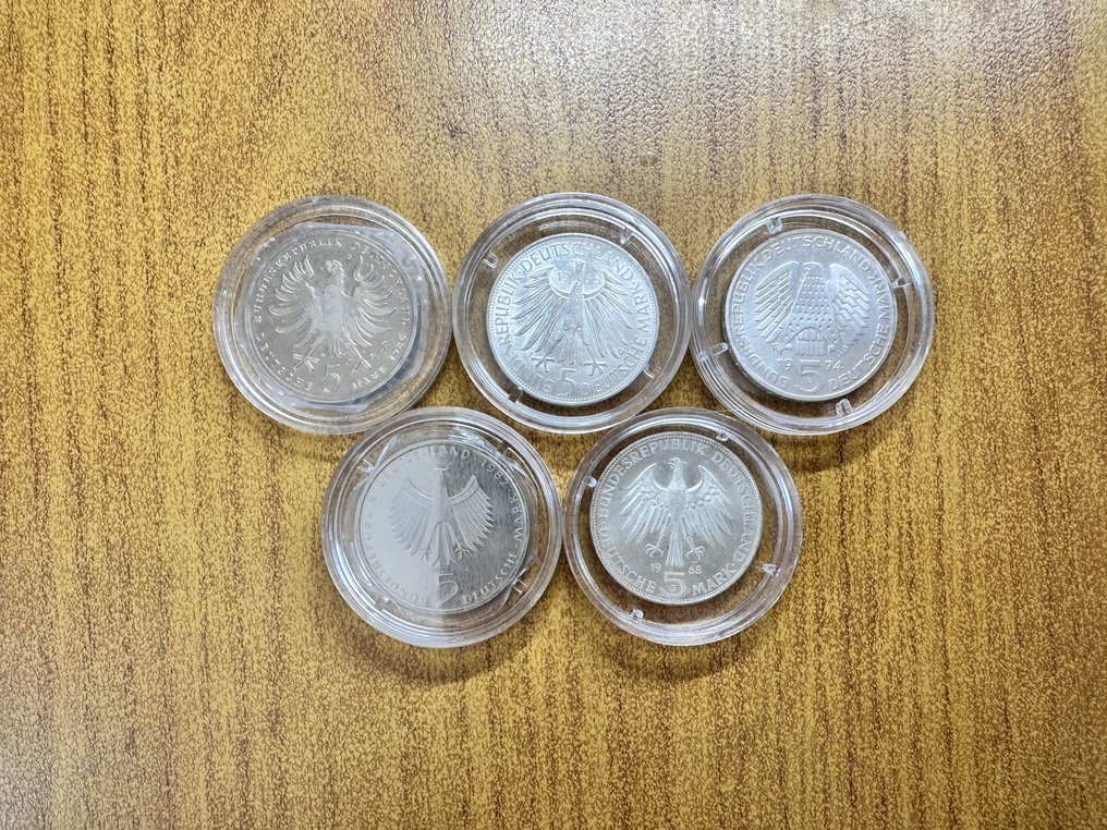 德國 5 Mark anni vari (5 monete commemorative)  (沒有保留價) #1.0