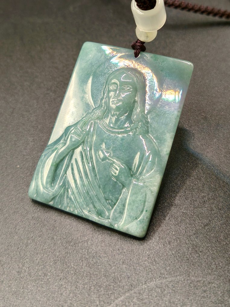 Jade - Sculpture en jadeite Feicui - Pendentif - Papillon certifié #1.0