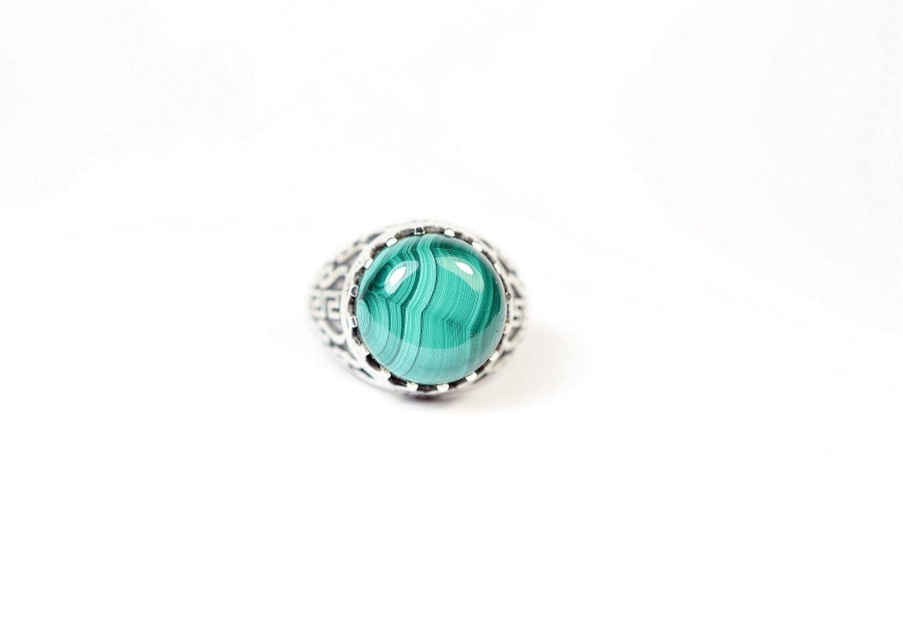 Malachite Ring / Cabochon / new- 9.32 g - (1) #1.0