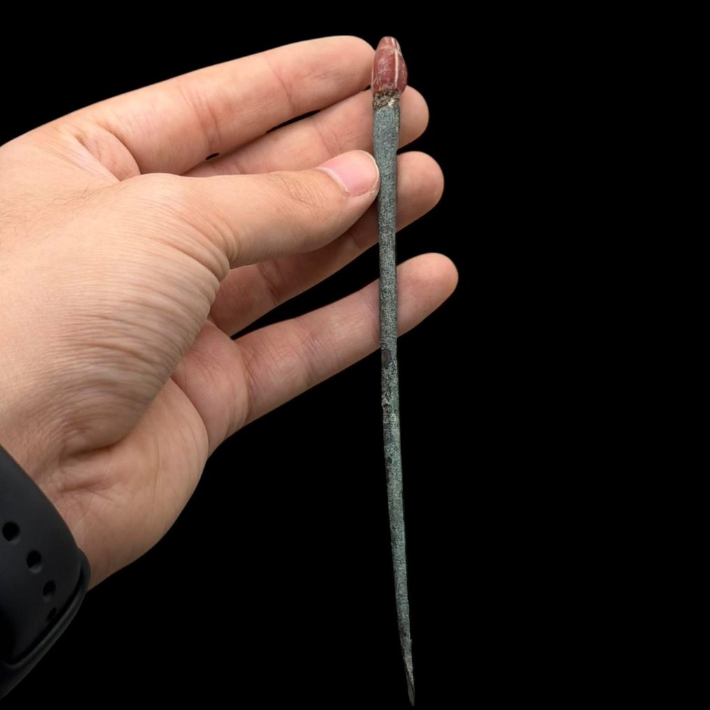 古羅馬 青銅色 髮夾 - 玛瑙珠子连接  (沒有保留價) #4.3