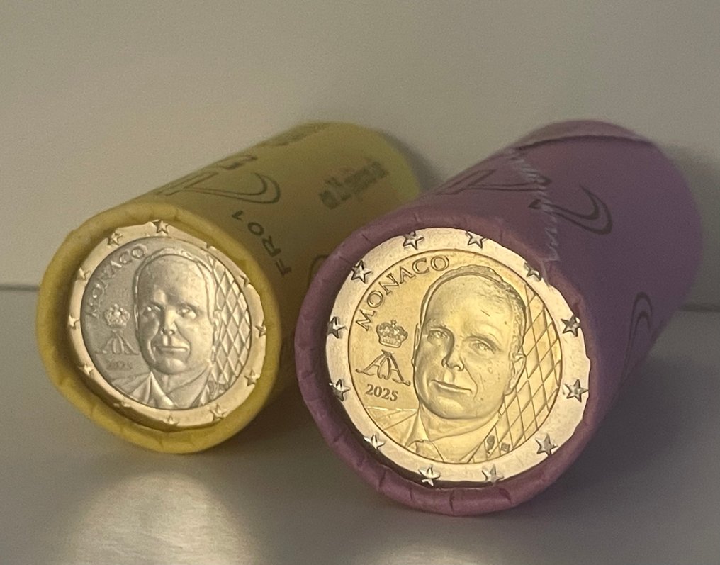 Monaco. Coin Roll 2025 "Nouvelle Face" (50 monete) in 2 rotolini #1.0