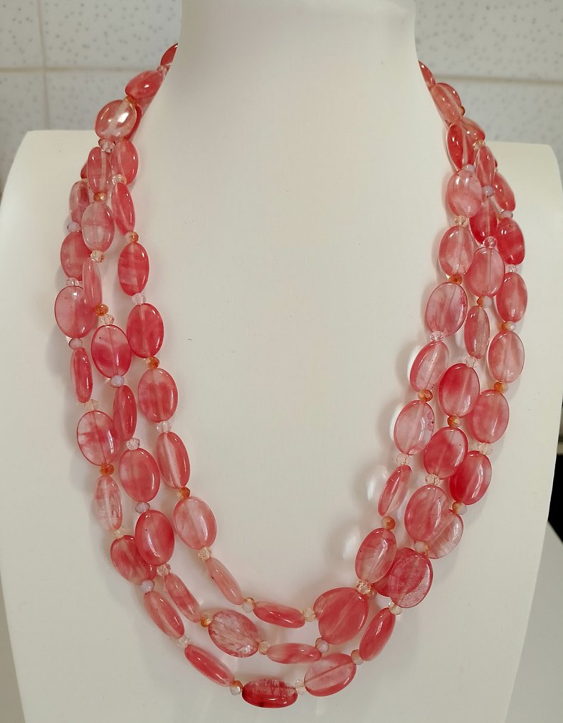 Μπλε ροζ αχάτης κολιέ, μακρύ όμορφο κολιέ. - Κολιέ - Θεραπεία του στρες #1.0