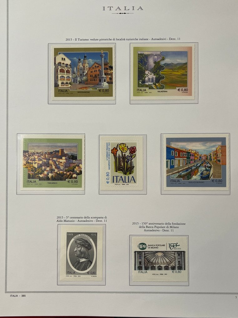 意大利 2015 - 意大利共和国邮票，2015年版，全新带完整胶面。 #1.0