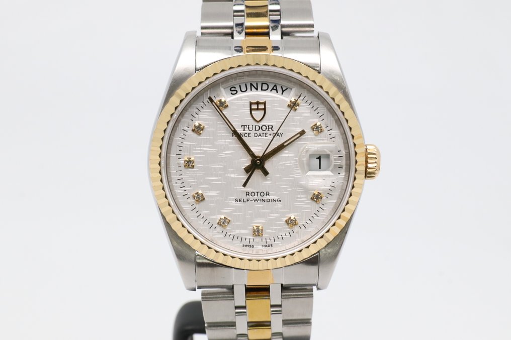 Tudor - Prince Date+Day - Sem preço de reserva - 76213 | Silver Linen Dial w/ Diamond Settings - Homem - 2000-2010 #1.0