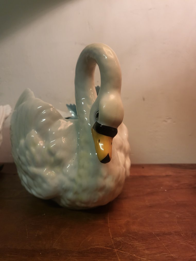 雕像 - Zwanen jardinieres (2) - 瓷, 釉 #3.2