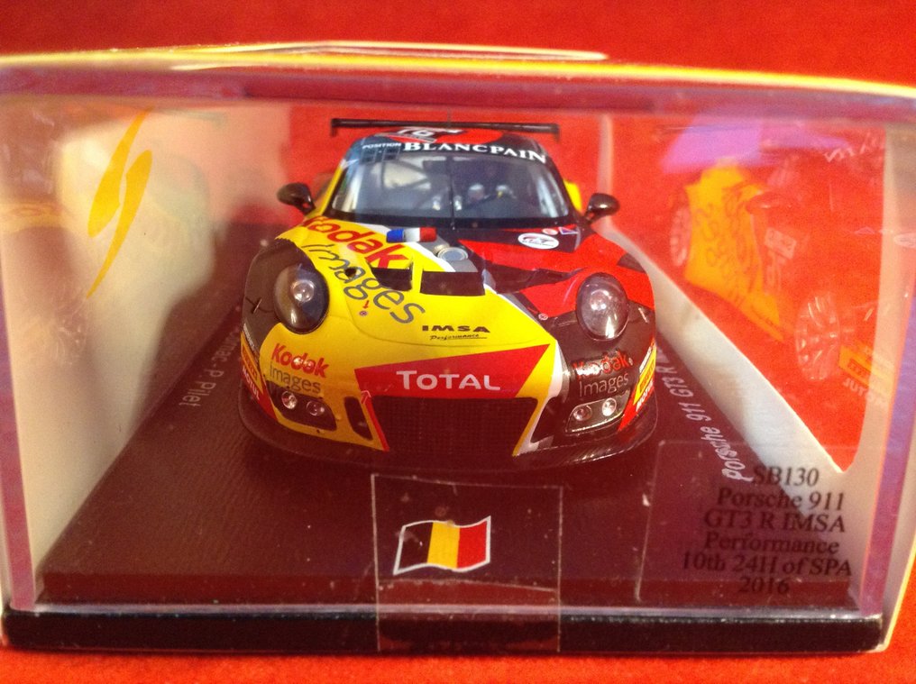 Spark 1:43 - Modelracerbil - ref. #SB130 Porsche 911 (991) GT3 R IMSA Performance Team "Kodak" 10° 24h Spa 2016 #76 - Fremragende kvalitet - begrænset udgave - meget sjælden - speciel serie - nummereret #067 ud af kun #4.3