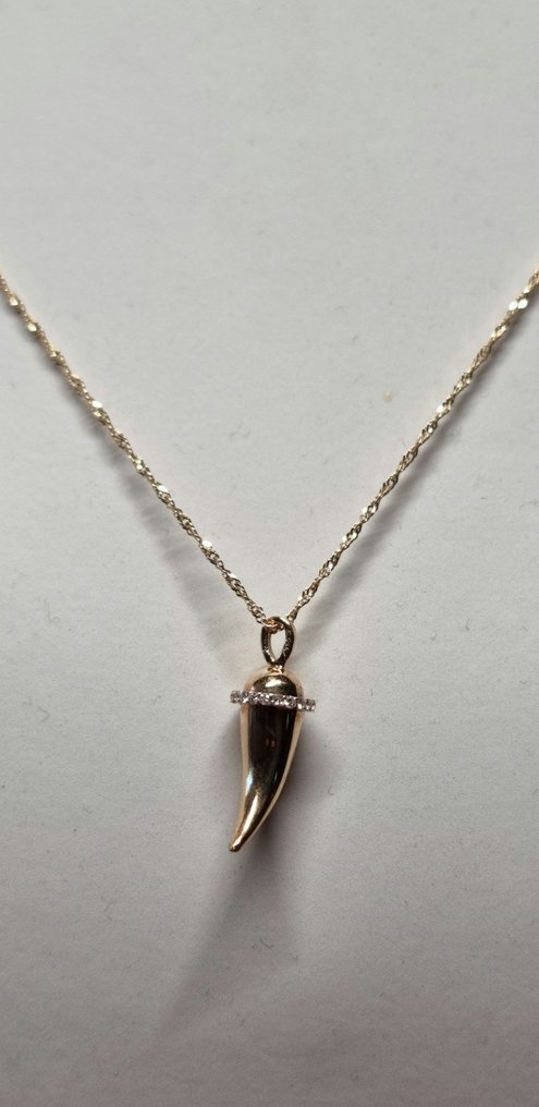 Collier avec pendentif - 18 carats Or jaune -  0.20ct. tw. Diamant (Naturelle)  - Diamant #4.3