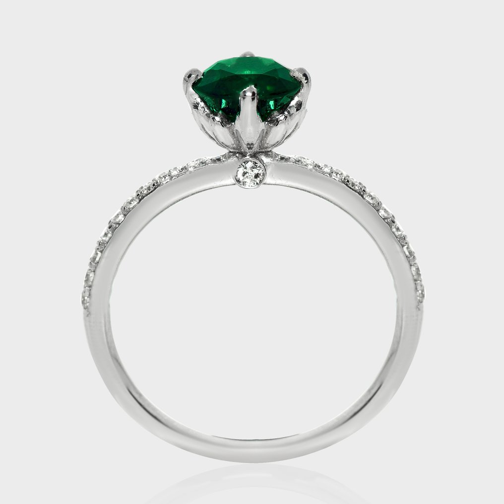 Sans prix de réserve - Bague - 14 carats Or blanc, HRD 1,36 ct Bleu vert intense -  1.56ct. tw. Saphir - Diamant #4.3