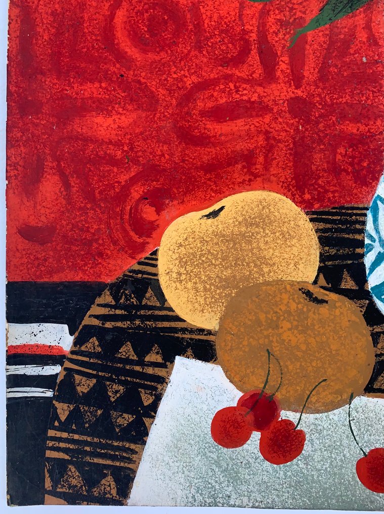 Yves Ganne (1931-2019) - Bouquet de Fleurs au pichet de Faience (Vendu sans Prix de reserve). #2.1