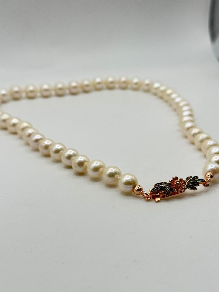 Fără preț de rezervă - Colier Argint Perlă - Diamant #3.2