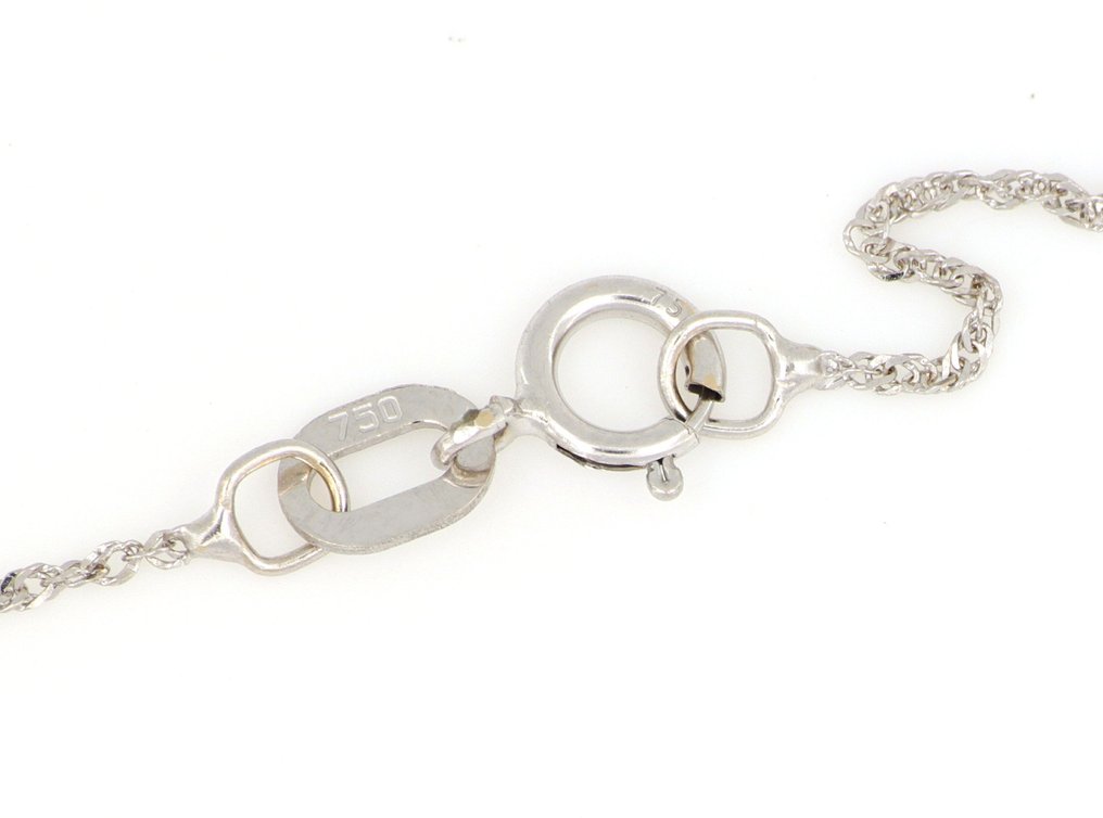 没有保留价 - 吊坠项链 - 18K包金 白金 -  0.10ct. tw. 钻石 (天然)  #2.1