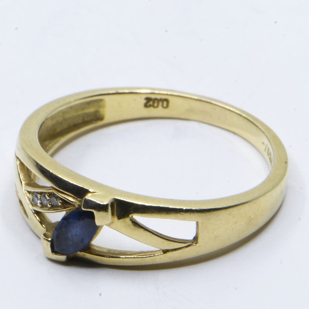 Ring - 18 karaat Geel goud Saffier - Diamant #1.0