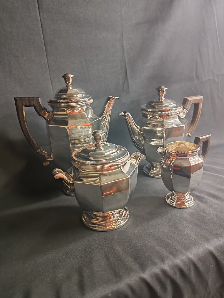 Christofle - Koffie- en theeservies (4) - Art Déco - Verzilverd - Colbert #2.1
