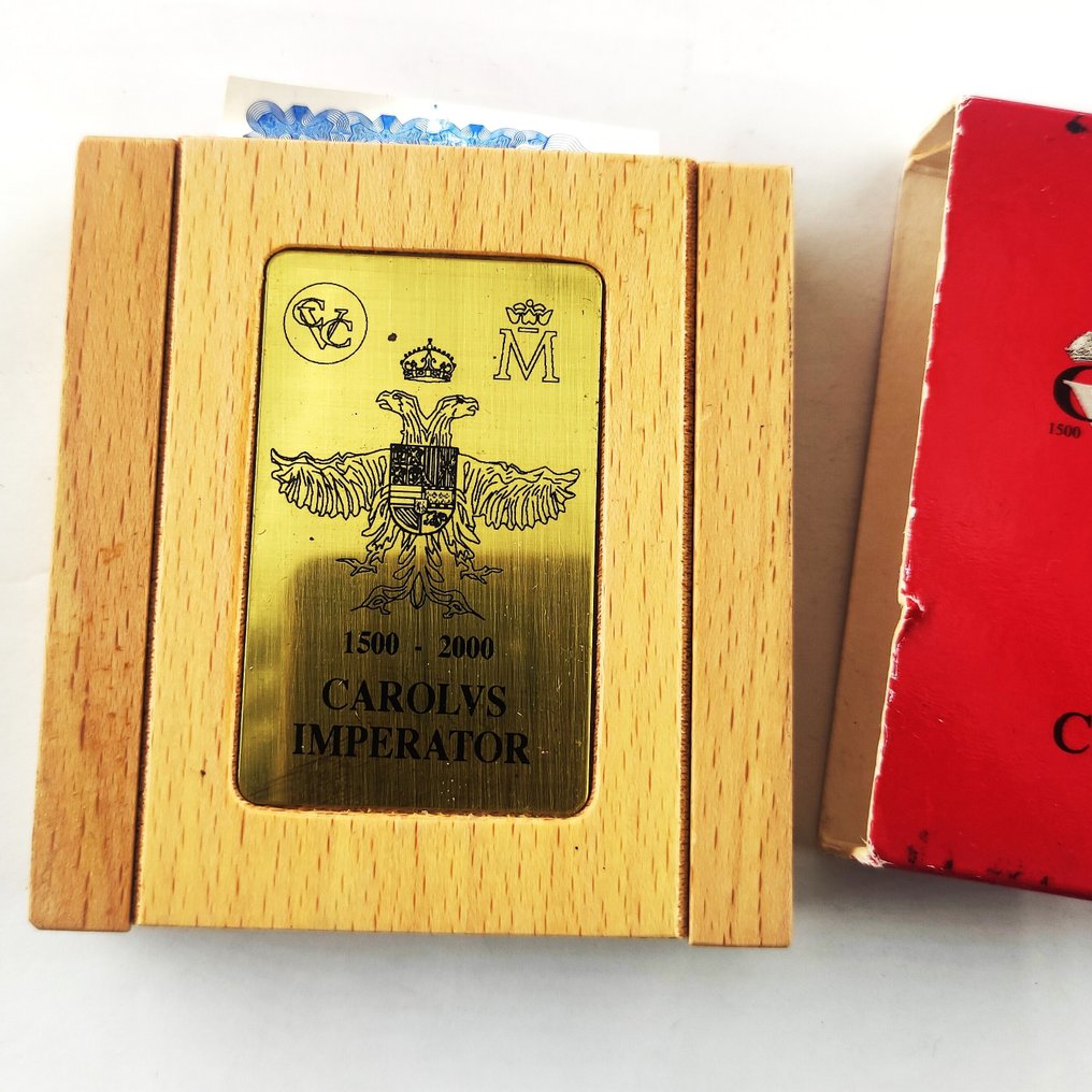 Spania. Silver Proof 2000 Pesetas Coin - Juan Carlos I (Charles V) - (33,62gr) in box with certificate 2000  (Ingen reservasjonspris) #4.3