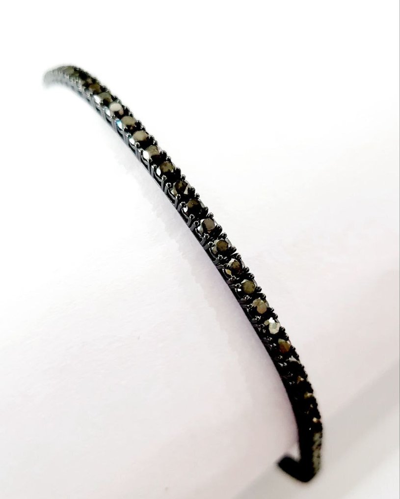 Βραχιόλι τένις - 18 καράτια Λευκός χρυσός -  7.10ct. tw. Διαμάντι (Επεξεργασμένου χρώματος)  - Κατασκευασμένο στην Ιταλία #3.2