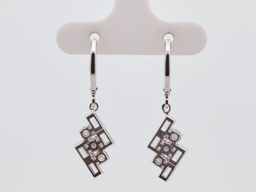 Fără preț de rezervă - Cercei - 14 ct. Aur alb -  2.12ct. tw. Diamant (Cultivat în laborator) #3.2