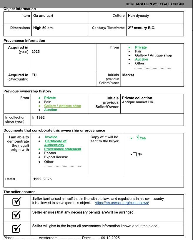 Altchinesisch- Han-Dynastie Terracotta Prächtiger und großer bemalter Tontopf-Oxenwagen (Wugu Che). TL getestet. - 26 cm #3.2