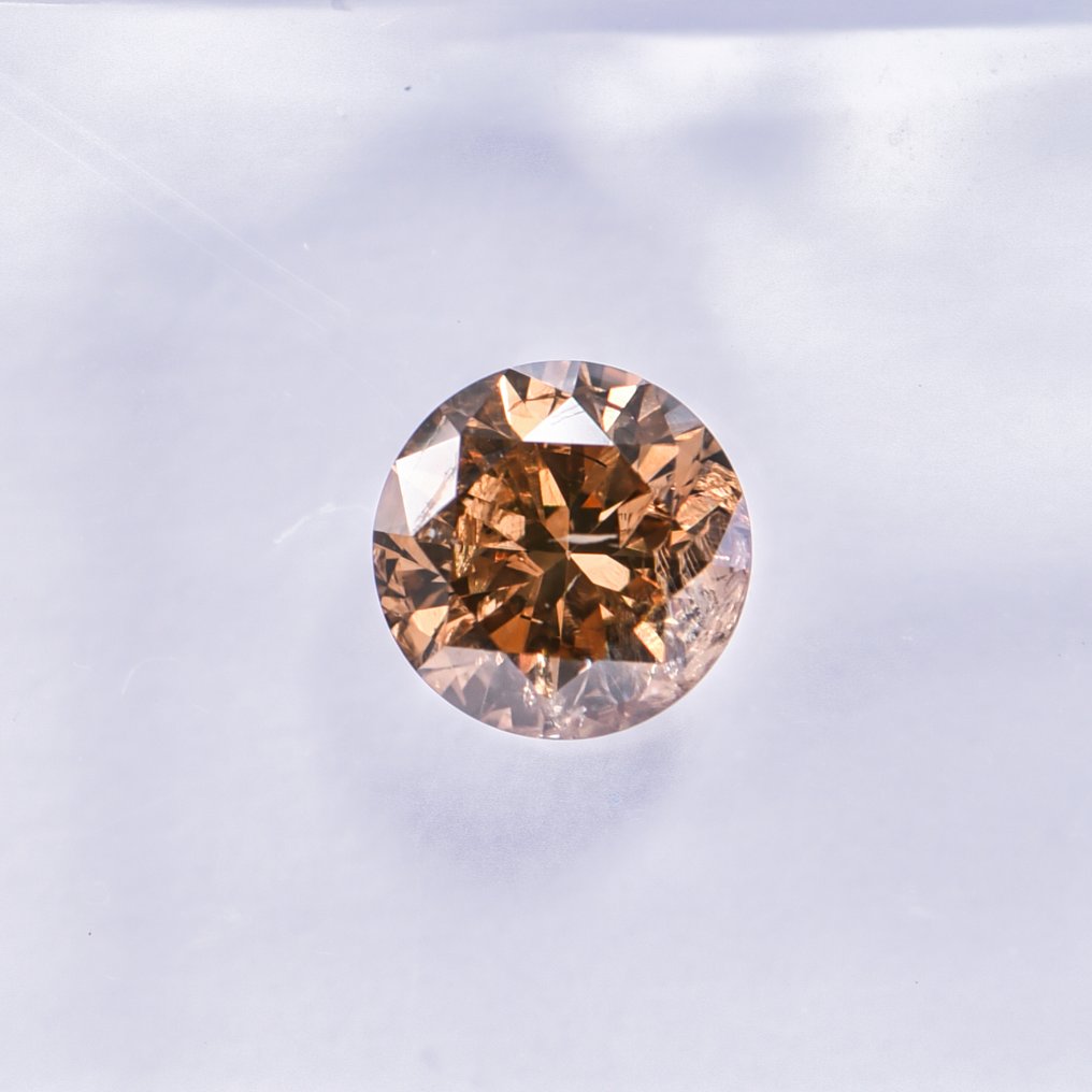 没有保留价 - 1 pcs 钻石 (天然色彩的) - 0.54 ct - 圆形 - Fancy deep 棕色 橙色 - I1 内含一级 - 国际宝石研究院(IGI) - VG #2.1