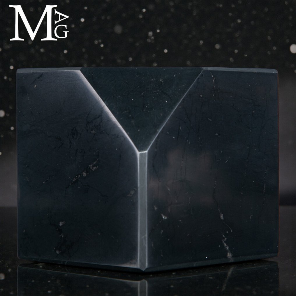 Stable Balance Shungite – The Stone of Primordial Carbon Primordial Shungite Cube - Height: 55 mm - Width: 55 mm- 378 g #2.1