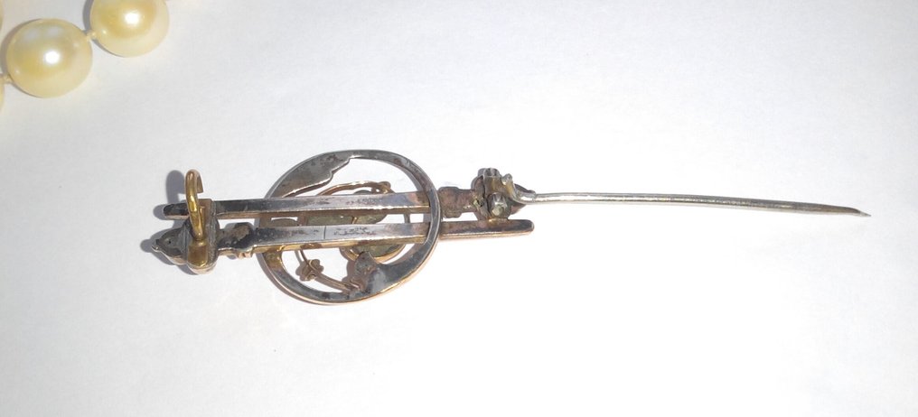 Sem preço de reserva - Colar Akoyaperlen de 84 cm de comprimento - Broche de ouro amarelo 14 kt - Pérola de relógio #4.3