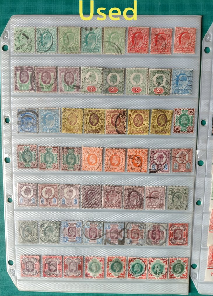 大不列顛  - 爱德华七世未使用和使用过的套装，以及各种列出的颜色变体。 #2.1