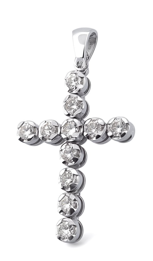 吊坠 - 18K包金 白金 钻石 (天然) #2.1