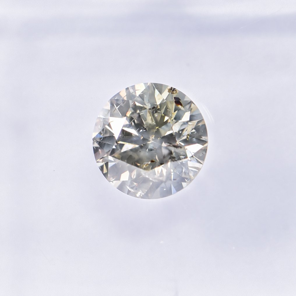 Sans prix de réserve - 1 pcs Diamant  (Couleur naturelle)  - 0.75 ct - Rond - Fancy Grisâtre, Vert Jaune - I1 - International Gemological Institute (IGI) - VG VG VG #3.2