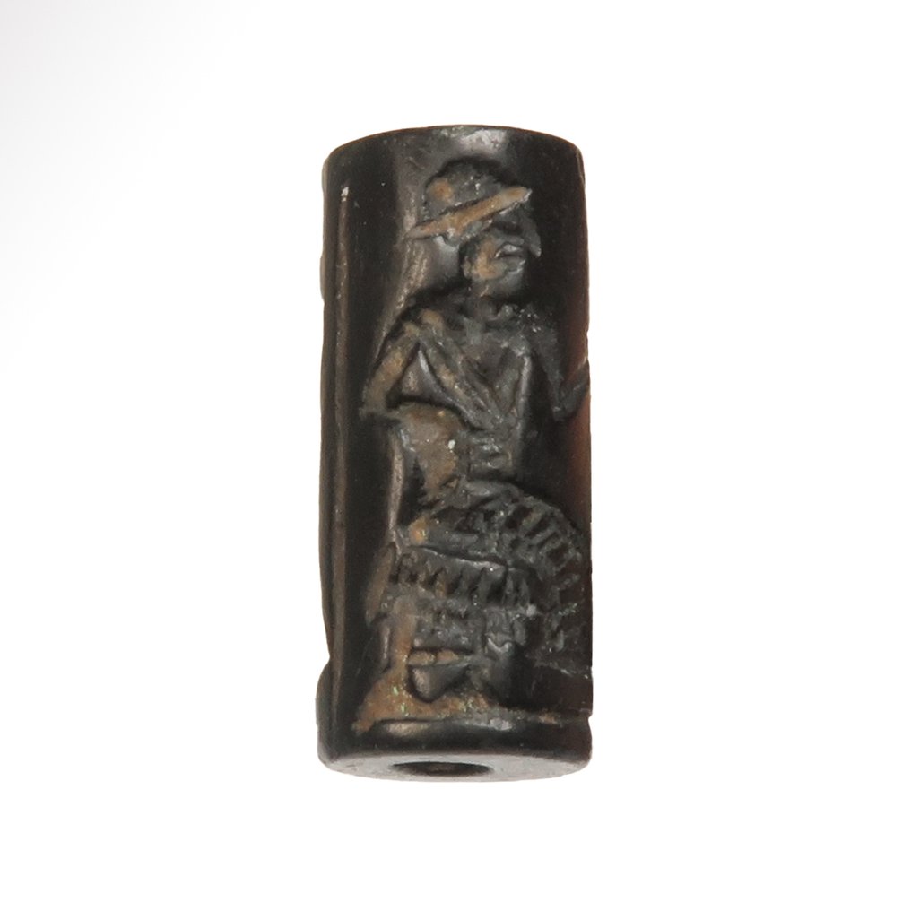 苏美尔语 石 带有崇拜场景的圆柱印章 #1.0