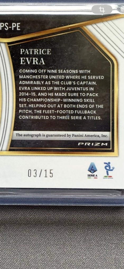 2023/24 Panini Select 3/15 Patrice Evra PS-PE 簽名卡 - 1 Card - 八成新 (NM) #2.1