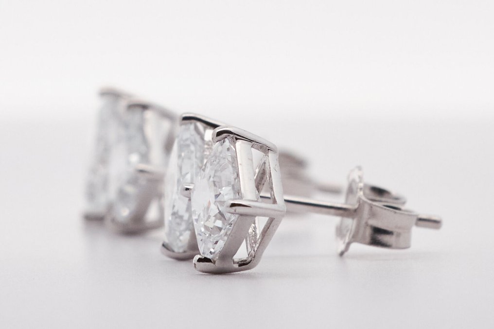 χωρίς τιμή ασφαλείας - Σκουλαρίκια - 14 καράτια Λευκός χρυσός -  2.85ct. tw. Διαμάντι (Εργαστηριακής καλλιέργειας) #4.3