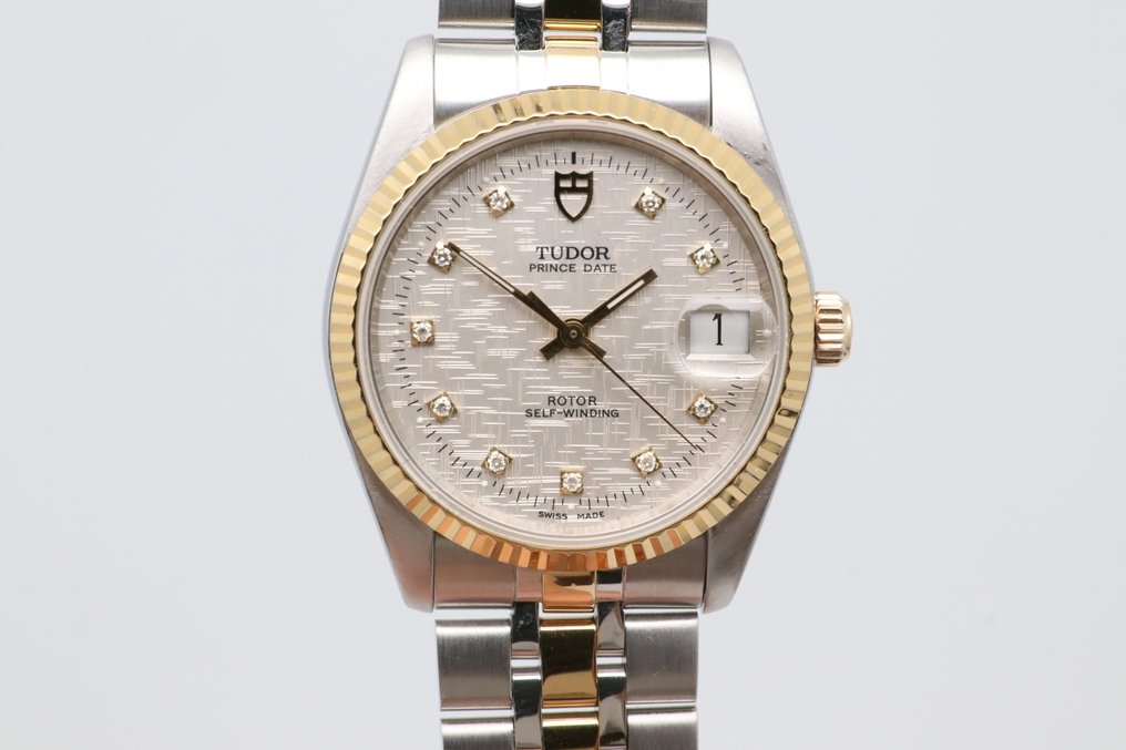 Tudor - Prince Date - Zonder minimumprijs - 74033 | Silver Linen Dial w/ Diamonds - Heren - 2000-2010  #1.0