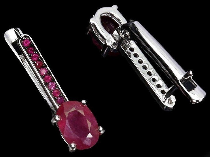 Senza prezzo di riserva - Orecchini Argento Rubino #2.1