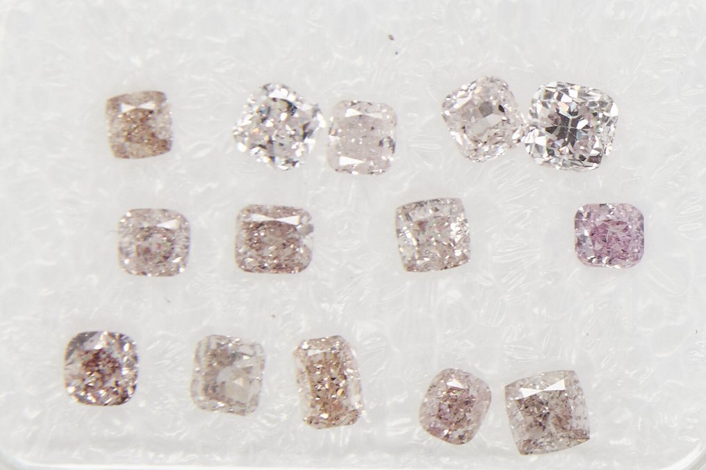 Utan reservationspris - 14 pcs Diamant (Natural) - 1.00 ct - Kudd - VS1, VS2, SI1, SI2, I1 - Gem Report Antwerpen (GRA) #1.0