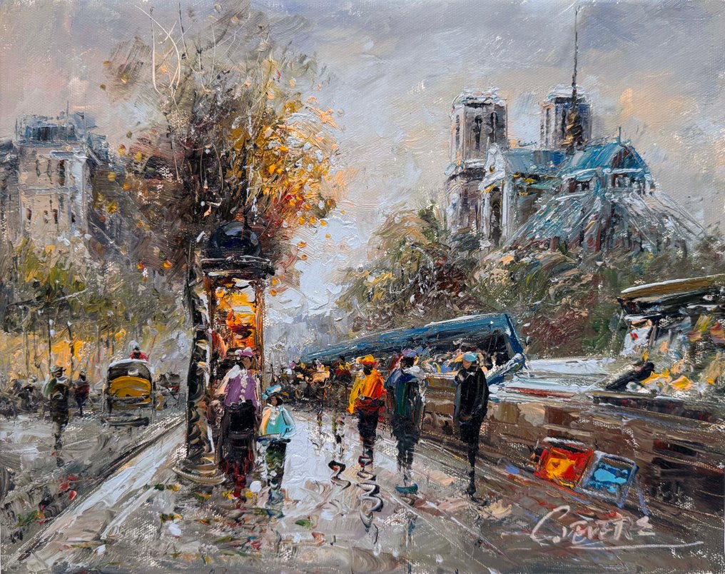 Christof Vevers (1962) - Paris en Automne - Quais de Seine - Les Bouquinistes de Notre Dame #1.0