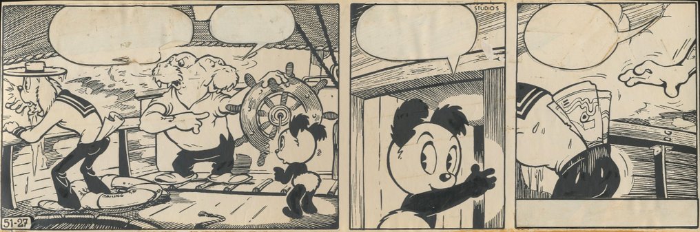 Marten Toonder Studio's - 1 Originele strook - Panda - Panda and the treasure island - 1952 #1.0