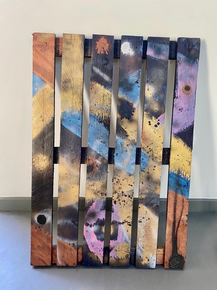 Jad - Urban Galaxy - Original Painting on Reclaimed Wood Pallet #1.0