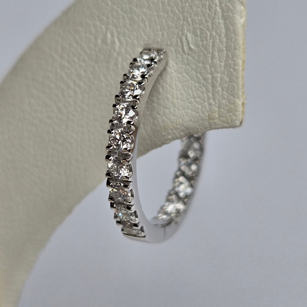 Σκουλαρίκια - 14 καράτια Λευκός χρυσός -  1.03ct. tw. Διαμάντι (Φυσικό)  - 14K κίτρινο χρυσό διαμάντι H #1.0