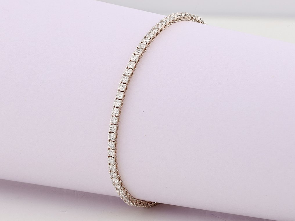 手鈪 - 14 克拉 白金 -  3.28ct. tw. 鉆石 (天然) #3.2