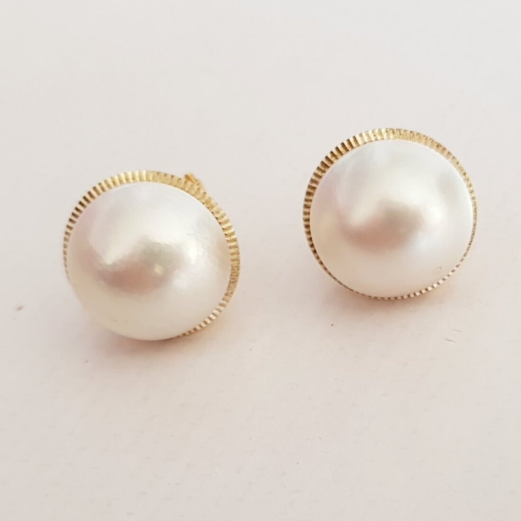 耳环 - 18K包金 黄金 珍珠 #2.1