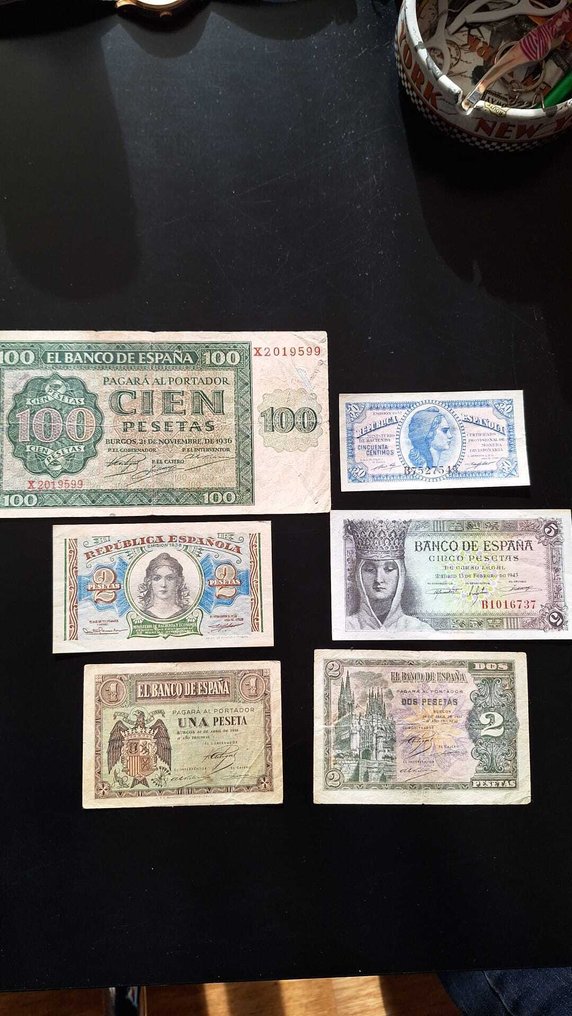 Spania. - 6 banknotes - various dates (Fără preț de rezervă) #1.0