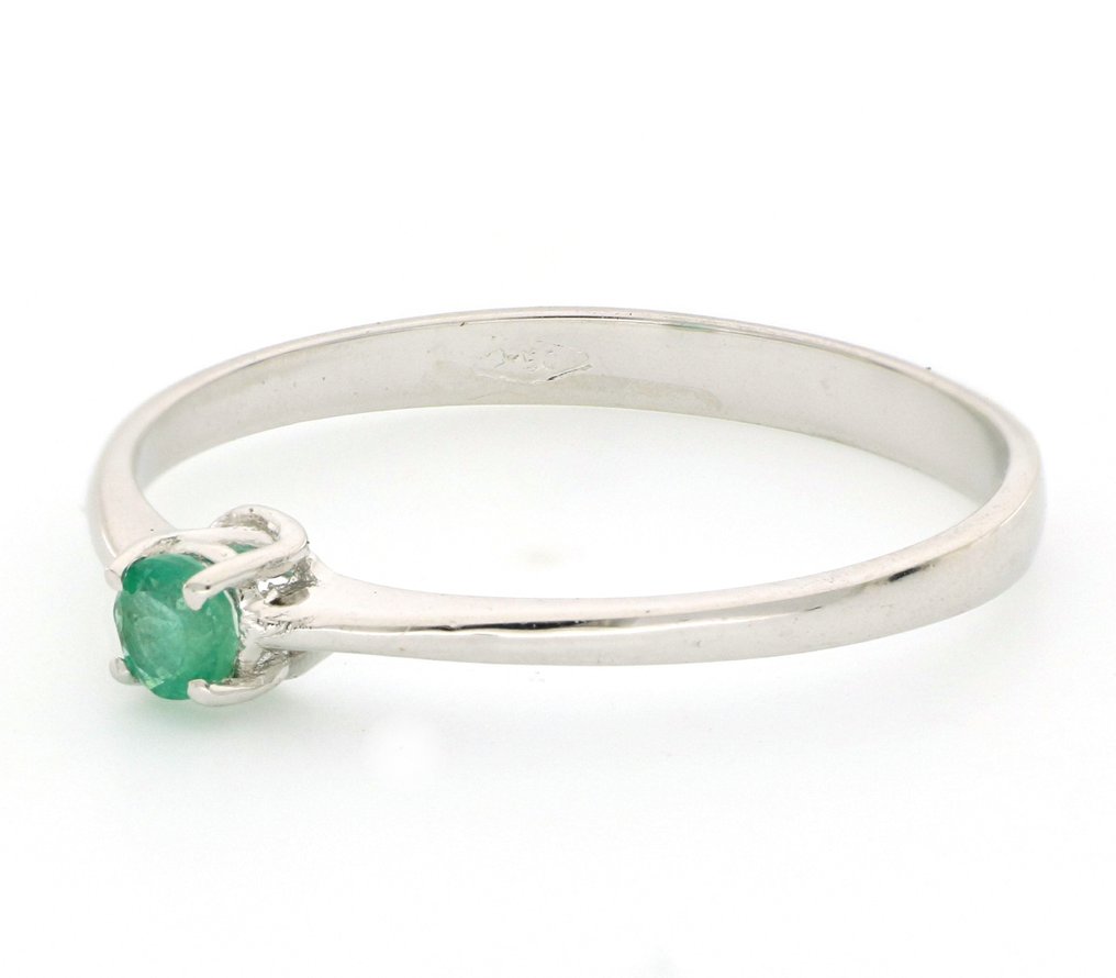 Ohne mindestpreis - Ring - 18 kt Weißgold -  0.10ct. tw. Smaragd #4.3