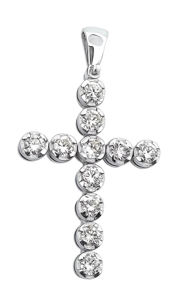 吊坠 - 18K包金 白金 钻石 (天然) #3.2