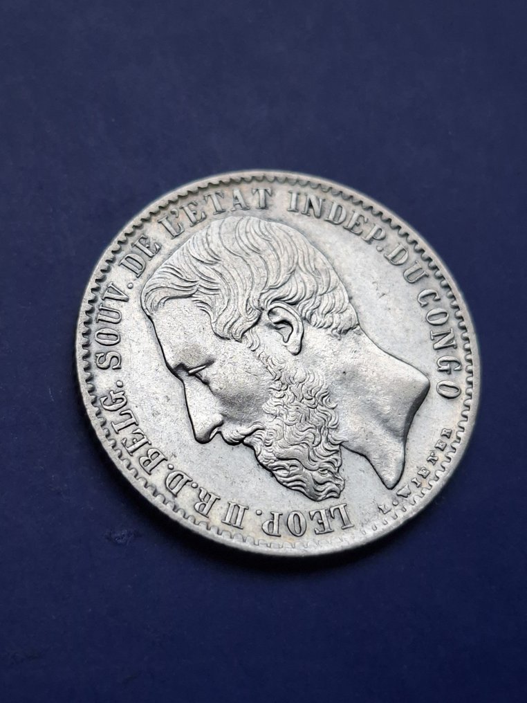 Belgisch-Congo. Leopold II. 1 Franc 1887 UNC #4.3